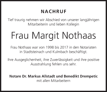 Anzeige von Margit Nothaas von MGO