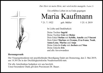 Anzeige von Maria Kaufmann von MGO