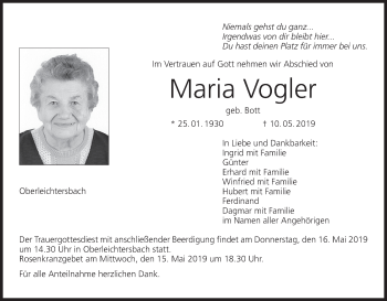 Anzeige von Maria Vogler von MGO