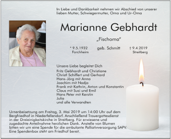 Anzeige von Marianne Gebhardt von MGO
