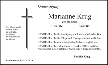 Anzeige von Marianne Krug von MGO