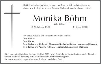 Anzeige von Monika Böhm von MGO