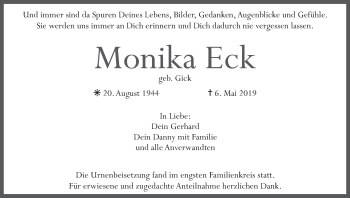 Anzeige von Monika Eck von MGO
