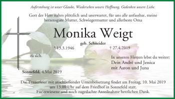 Anzeige von Monika Weigt von MGO