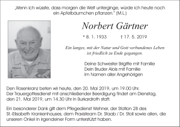 Anzeige von Norbert Gärtner von MGO