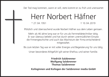 Anzeige von Norbert Häfner von MGO