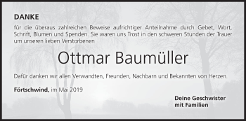 Anzeige von Ottmar Baumüller von MGO