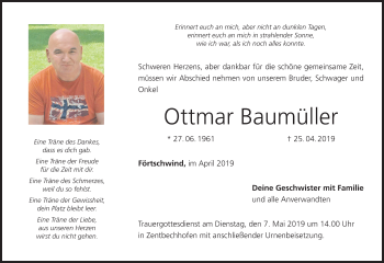 Anzeige von Ottmar Baumüller von MGO
