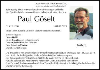 Anzeige von Paul Göselt von MGO
