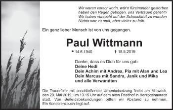 Anzeige von Paul Wittmann von MGO