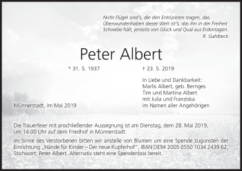 Anzeige von Peter Albert von MGO