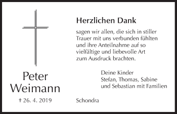 Anzeige von Peter Weimann von MGO