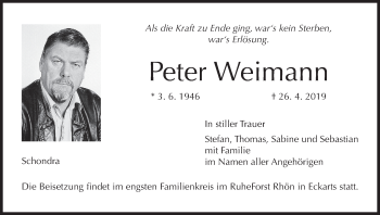 Anzeige von Peter Weimann von MGO