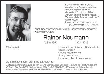 Anzeige von Rainer Neumann von MGO