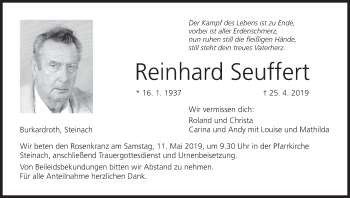 Anzeige von Reinhard Seuffert von MGO