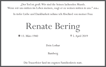 Anzeige von Renate Bering von MGO