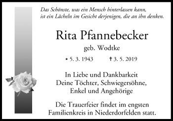 Anzeige von Rita Pfannebecker von MGO