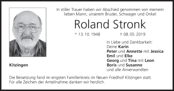 Anzeige von Roland Stronk von MGO