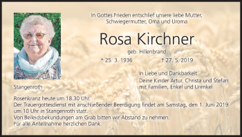 Anzeige von Rosa Kirchner von MGO