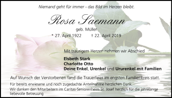 Anzeige von Rosa Saemann von MGO