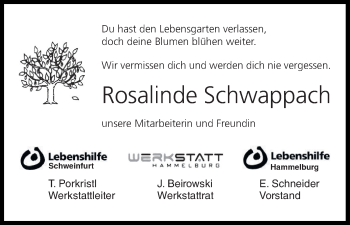 Anzeige von Rosalinde Schwappach von MGO