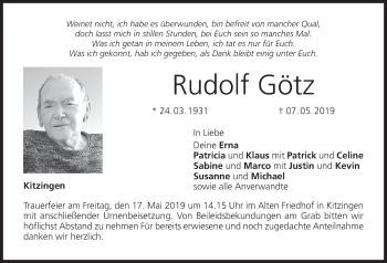 Anzeige von Rudolf Götz von MGO