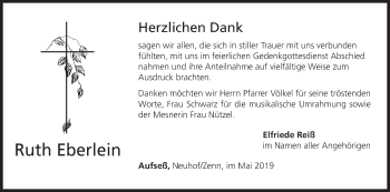Anzeige von Ruth Eberlein von MGO