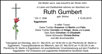 Anzeige von Ruth Gumbert von MGO