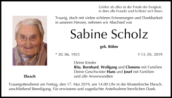 Anzeige von Sabine Scholz von MGO
