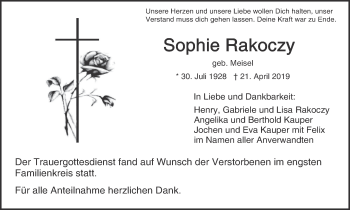 Anzeige von Sophie Rakoczy von MGO