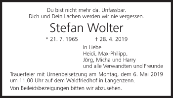 Anzeige von Stefan Wolter von MGO