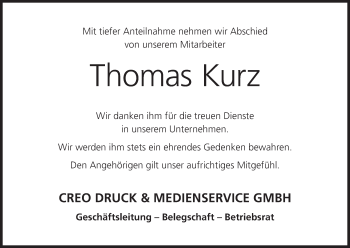 Anzeige von Thomas Kurz von MGO