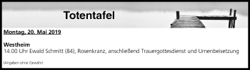 Anzeige von Totentafel vom 20.05.2019 von MGO
