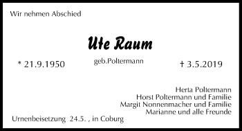 Anzeige von Ute Raum von MGO