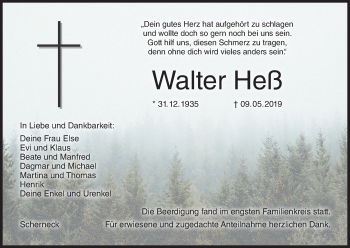 Anzeige von Walter Heß von MGO