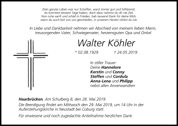 Anzeige von Walter Köhler von MGO