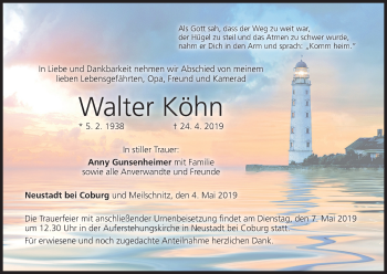 Anzeige von Walter Köhn von MGO