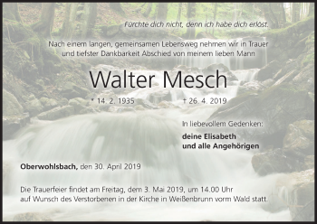 Anzeige von Walter Mesche von MGO