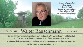 Anzeige von Walter Rauschmann von MGO