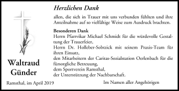 Anzeige von Waltraud Günder von MGO