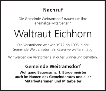 Anzeige von Waltraut Eichhorn von MGO