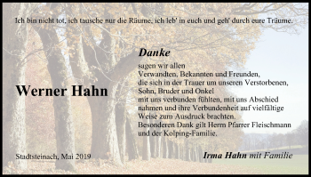 Anzeige von Werner Hahn von MGO