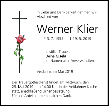 Anzeige von Werner Klier von MGO