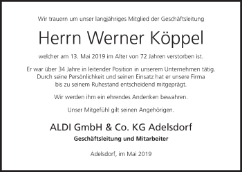 Anzeige von Werner Köppel von MGO