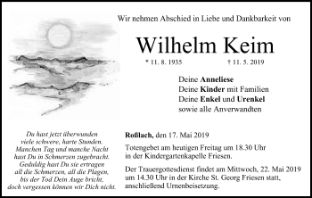 Anzeige von Wilhelm Keim von MGO
