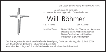 Anzeige von Willi Böhmer von MGO