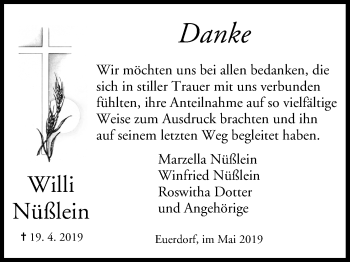 Anzeige von Willi Nüßlein von MGO