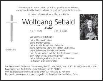 Anzeige von Wolfgang Sebal von MGO