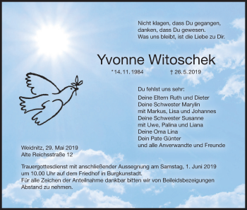 Anzeige von Yvonne Witoschek von MGO