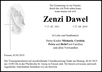 Anzeige von Zenzi Dawel von MGO